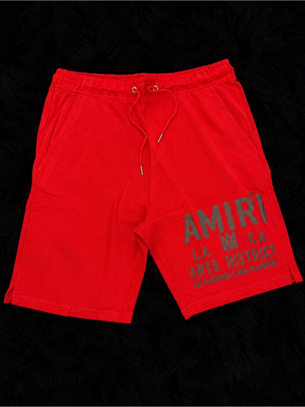 AMIRI Red Cotton Drawstring Athletic Shorts with Logo Print
